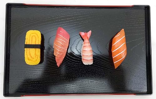 Miniatura 3 de JapanBargain, Bandejas de servir bandejas de plástico japonés lacado para té, bandeja de sake, platos de sushi, platos de aperitivos, hechas en