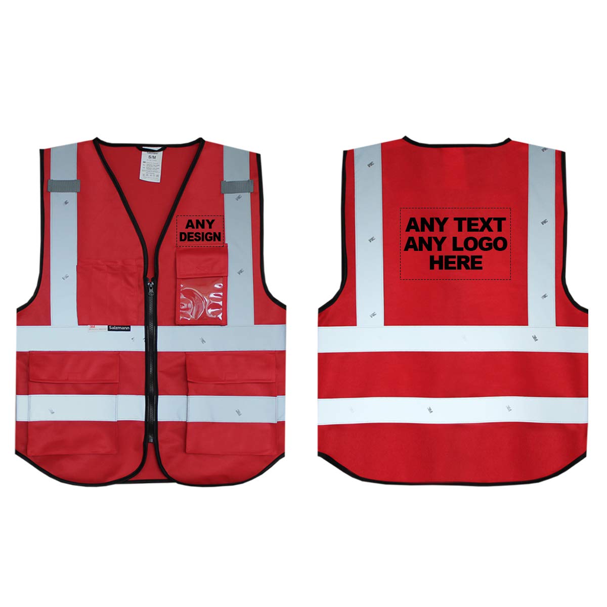 Salzmann High Visibility Vest with Print | 7 Colours & 5 Sizes | Unisex Hi Vis Reflective Vest | Made with 3M Reflective Material — image 1