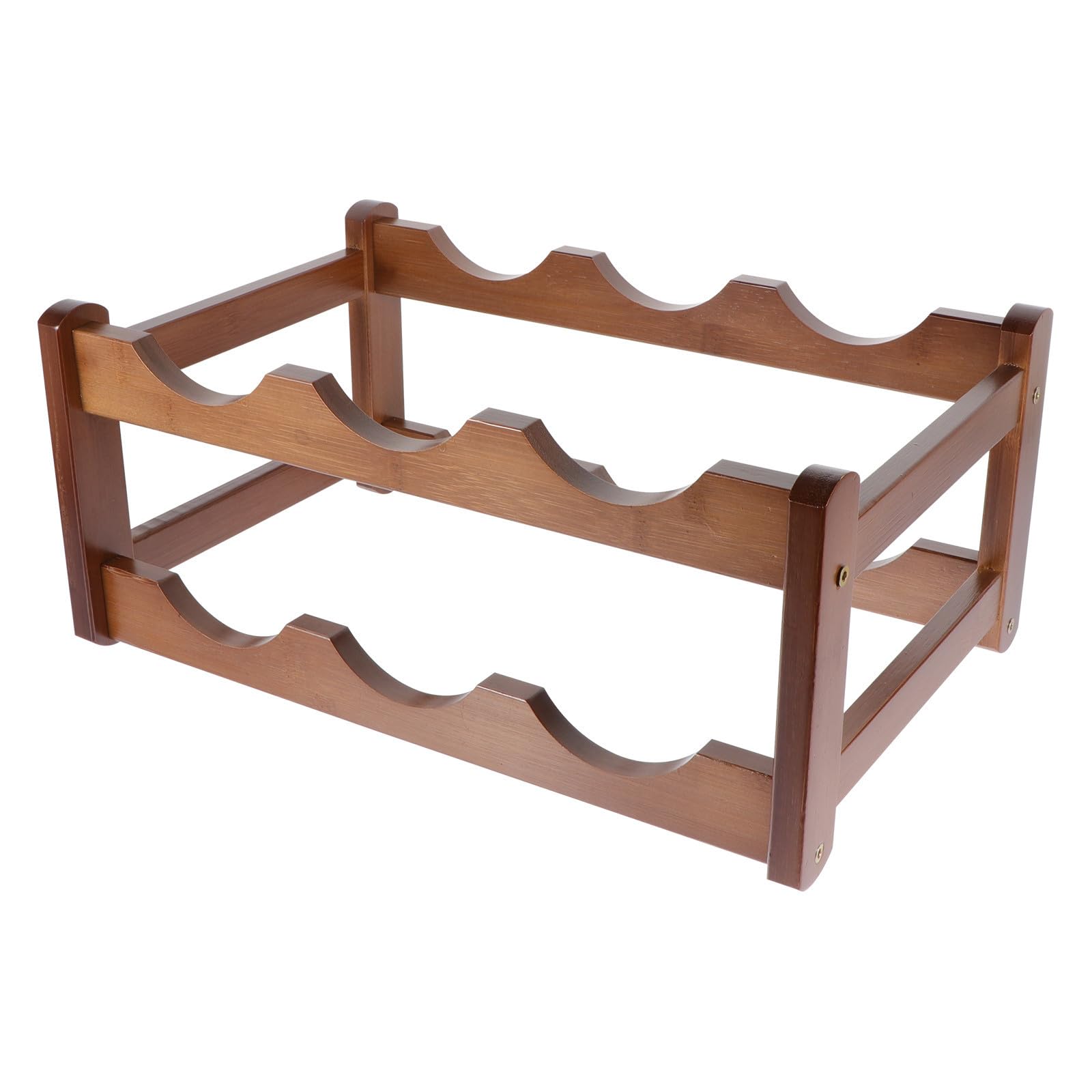Support de bouteilles de vin en bois marron double couche 6 bouteilles pour cabinet et cuisine