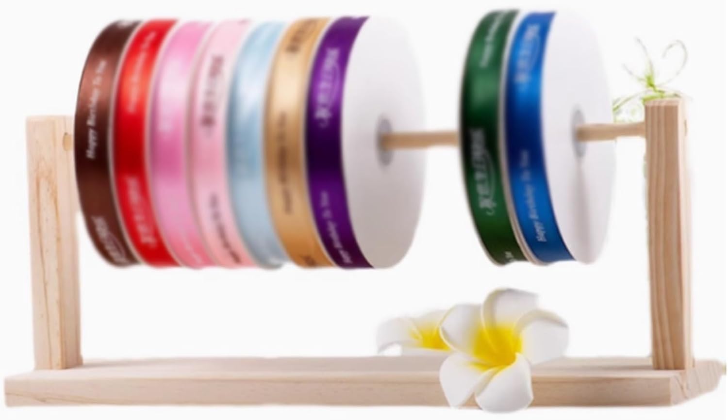 Ribbon Holder, Wood, Ribbon Storage Shelf, Wrapping Rolls Paper Spool Organizer Rack, for Craft Room, Cake Shop, Flower Store, Space-Saving(40 * 65cm)