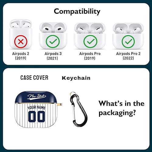 Miniatura 2 de Funda personalizada con nombre y número para AirPods Pro 3 generación Pro 2 (2019 2021 2022) con llavero personalizado para fanáticos de los
