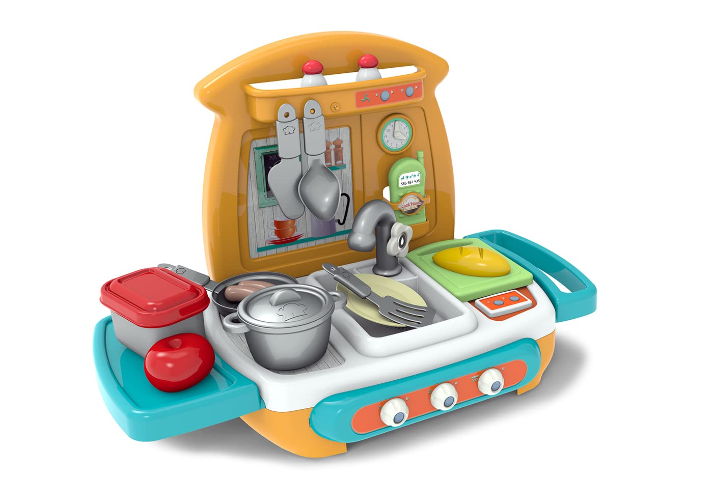 Chicos - Premier Kitchen - Cocinita Infantil | Incluye 15 Accesorios como Ollas, Cubiertos, Fruta y Sartén | Cocina Juguete a Partir de 18 Meses (84001)