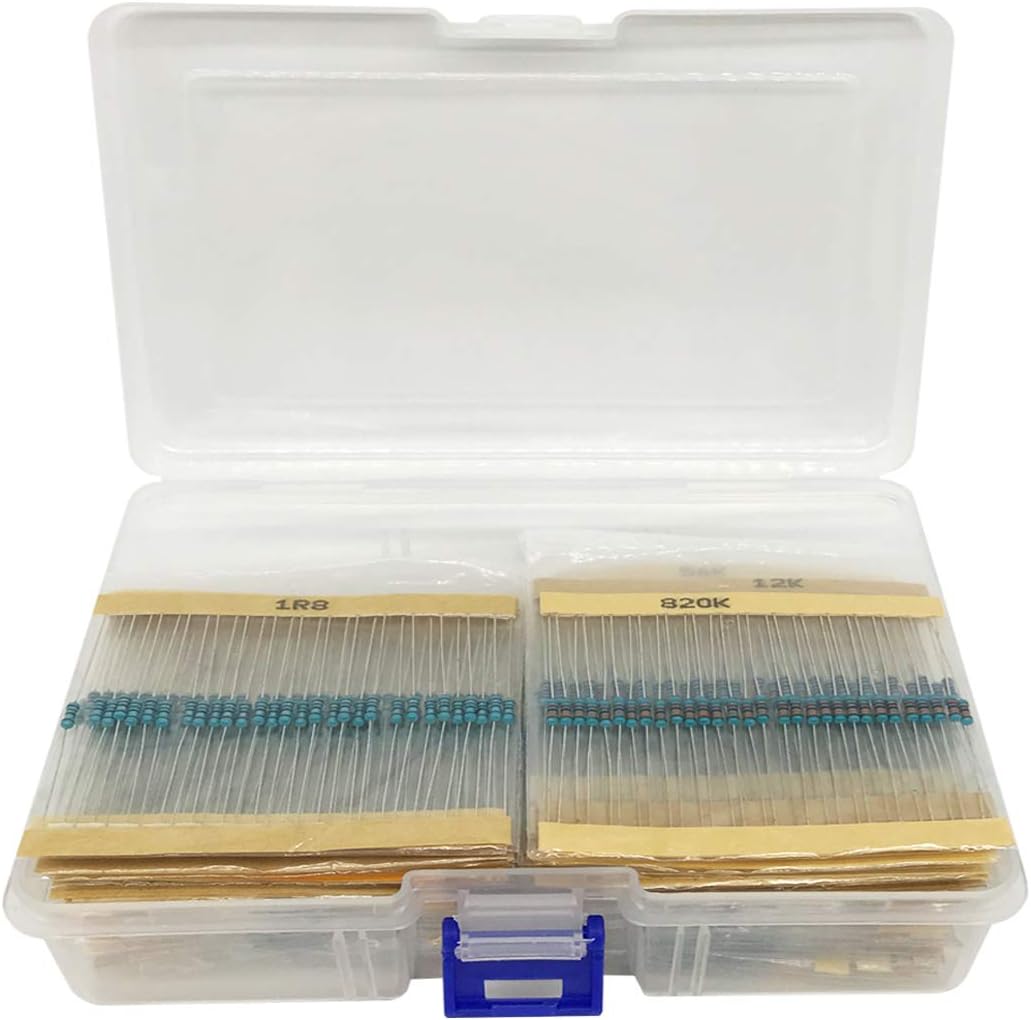 2190 PCS 73 Values 1% Resistor Kit Assortment, 1 Ohm - 1M Ohm, E12 Standard Resistor Series 1/4W Metal Film Resistors for DIY Electronic Projects and Experiments