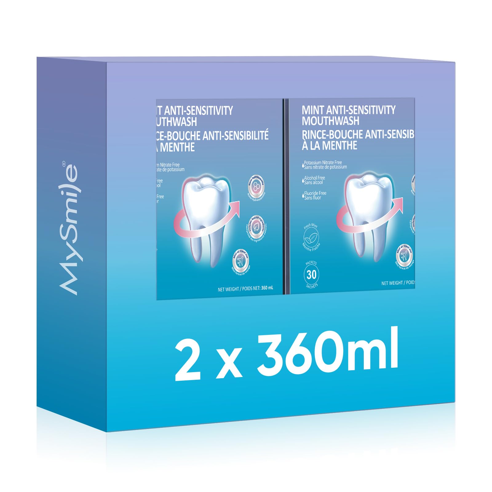 MySmile Travel Mouthwash Alchohol Free, Mild Mint, 120 ml, 2 Pack