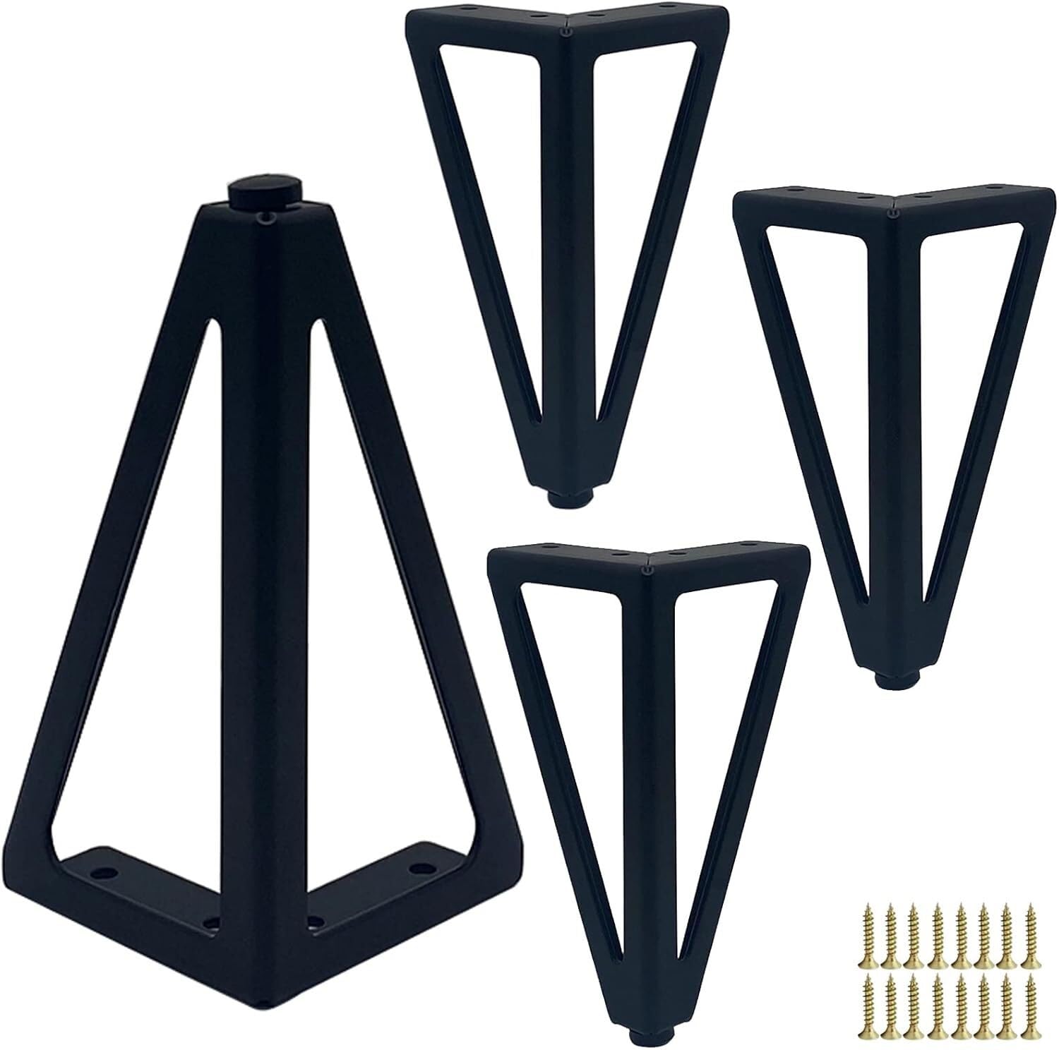 Rhllvj Dumb Black 4 Furniture Feet Metal Sofa Cabinet Feet, Iron Triangle Table Feet For Bed Bench Cupboard Nightstand(Dumb Black)
