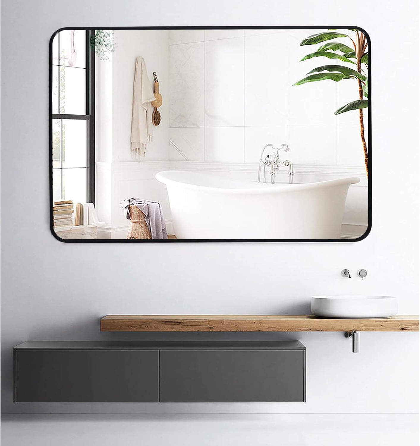 COREAET 30x40 Bathroom Mirror Black Metal Mirror Large Wall