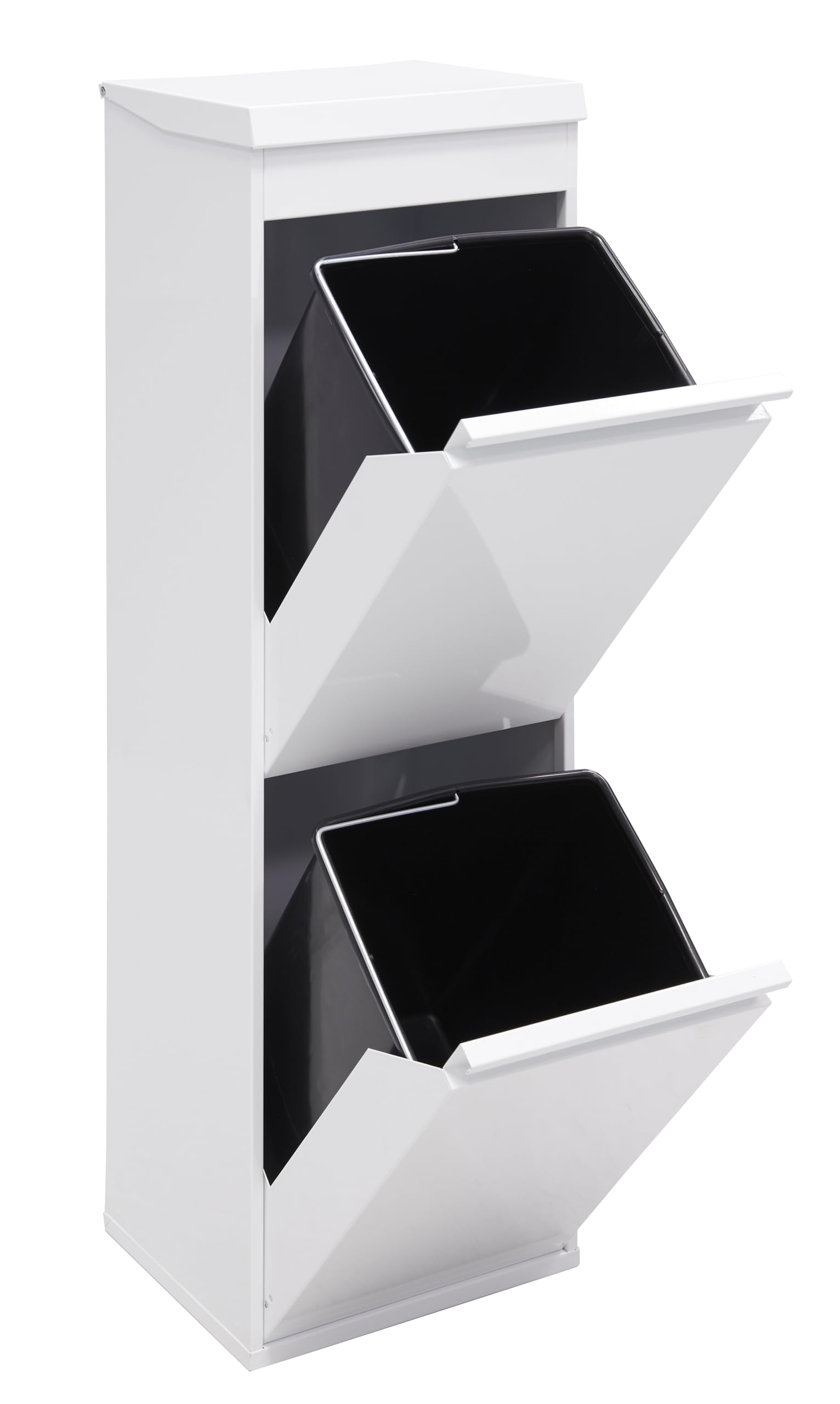 ARREGUI Top CR221-B Pattumiera Differenziata 2 Scomparti | 2x17 L (34 L) | Contenitore in Acciaio con Cassetto Superiore | Mobile per Raccolta Differenziata | Cestino per Spazzatura da Cucina | Bianco