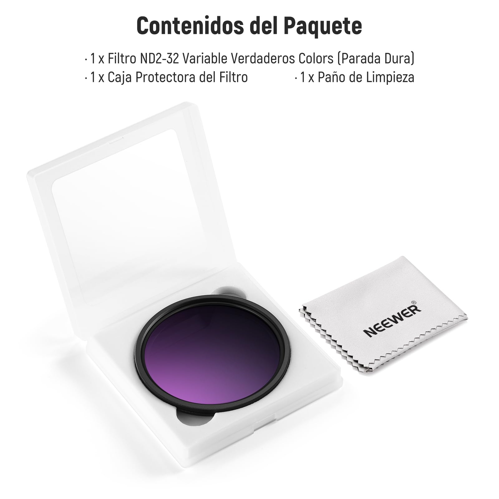 NEEWER 82mm Filtro Parada Dura Color Verdadero ND Variable ND2-32 (1-5 Paradas) Filtro de Densidad Neutra Limitada, Vidrio Optico HD Multicapa/sin Cruz X/Marco Aluminio/Resistente al Agua/Arañazos
