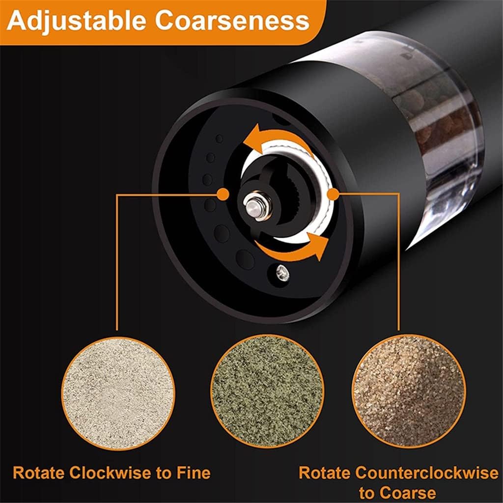 Electric Automatic Mill Pepper And Salt Grinder Spice with LED Light Adjustable Coarseness(Onecolor)