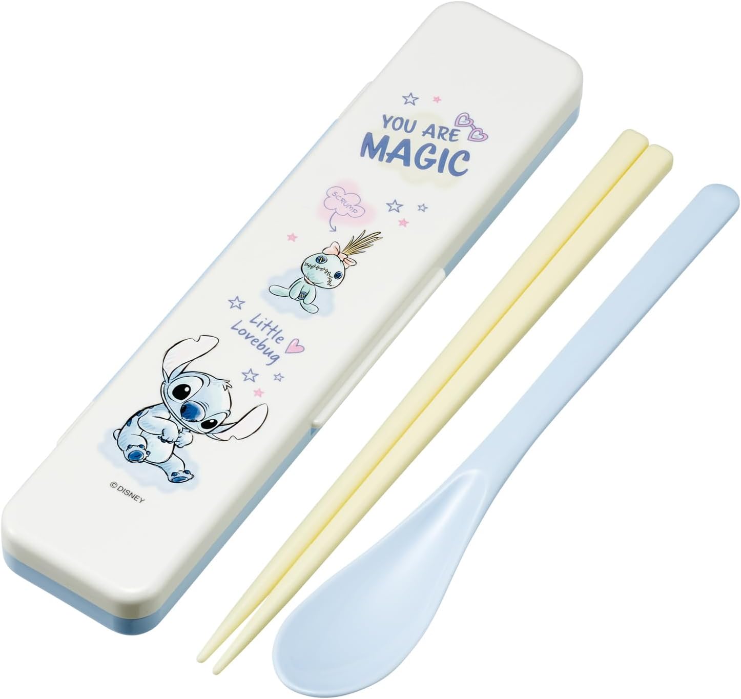 Skater CCS3SA-A Disney Lilo & Stitch Hug Hug Chopsticks & Spoon Set, For Adults, 7.1 inches (18 cm)