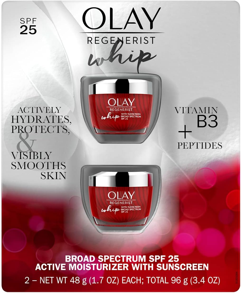 Olay Regenerist Whip Face Moisturizer, Primer and SPF 25, 1.7 Ounce (2 Pack)