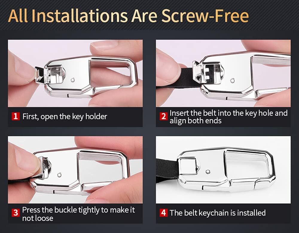 SANRILY 1pcs for Range Rover Key Cover Full Protection Metal Leather Key Fob Case fit for Land Rover Discovery Sport LR4 Jaguar Keyless Keychain Holder-Black - Image 7