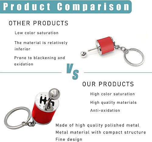 Miniatura 5 de Kewucn Llavero de palanca de cambios de automóvil, creativo llavero de palanca de cambios manual de 6 velocidades, llavero de palanca de cambios