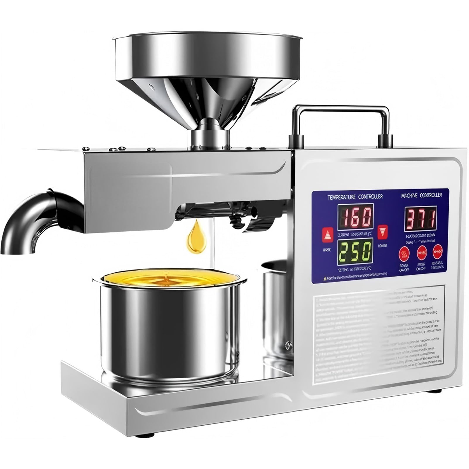 PweKzxt Automatic Oil Press Machine,Commercial Oil Press,Manual Temperature Control/Dual Hot and Cold Press / 800w Automatic Oil Press Extractor,for Peanut Sesame