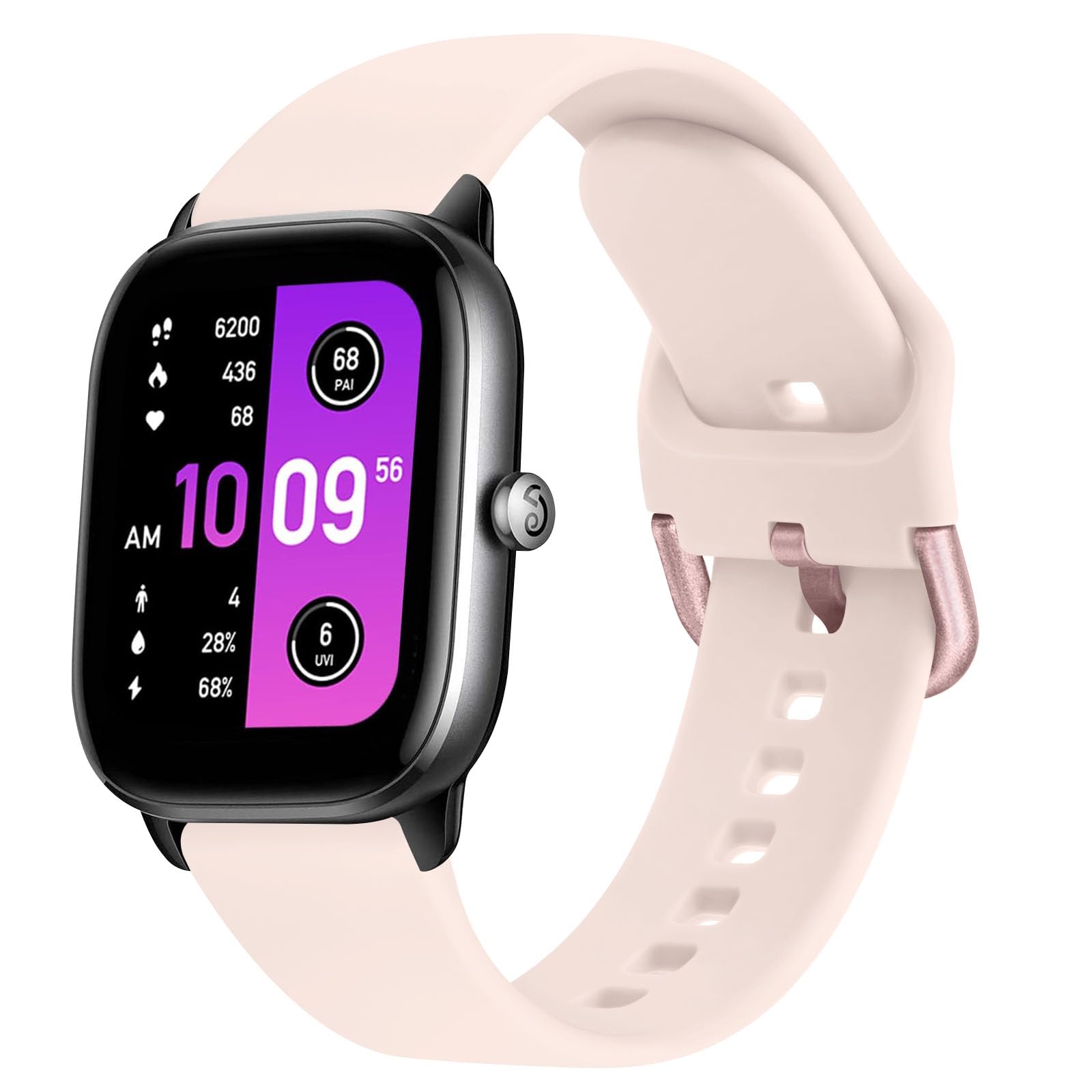 Mugust 20mm Correa para Amazfit GTS/GTS 2 Mini/GTS 4 Mini/GTS 4/GTS 3/GTS 2e/GTS 2 Mujer Hombre,Correas Silicona Pulseras de Repuesto para Amazfit GTR Mini/Amazfit GTR 42mm(Rosa)