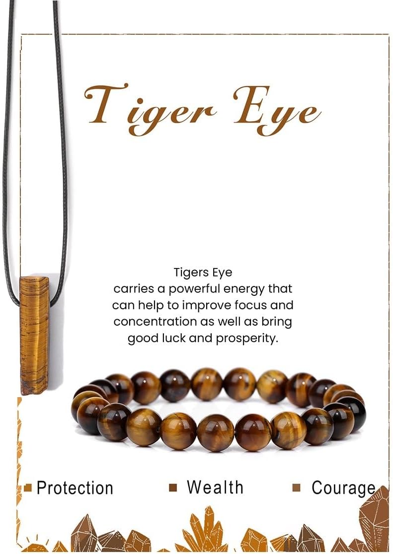Pingyongchang Stress Relief Anxiety Yoga Bracelets Necklace Set,Healing Crystal Stone Mantra Bracelets for Women Natural Crystal Stone birthday Gifts For Teen Girls Black...