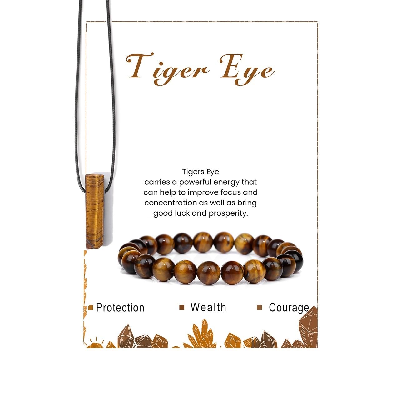 Pingyongchang Stress Relief Anxiety Yoga Bracelets Necklace Set,Healing Crystal Stone Mantra Bracelets for Women Natural Crystal Stone birthday Gifts For Teen Girls Black... - Image 2