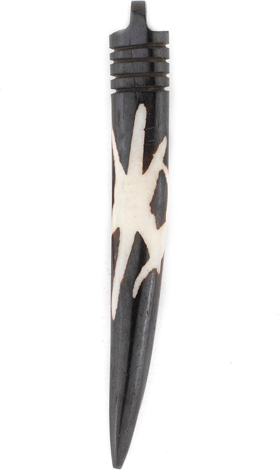 The Bead Chest Batik Bone Tooth Pendant - Delta Design (Set of 2)
