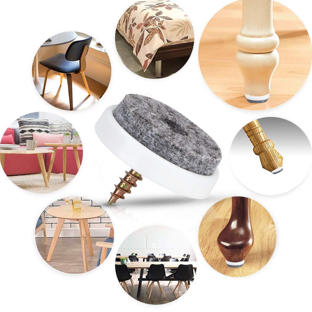 Jelquix Nail on Felt Pads, 50Pcs Non Slip Furniture Leg Pad, Hardwood Floor Protectors Felt Nail for Furniture Legs, Table, Sofa, Cabinet, Couch & Chair (22mm)