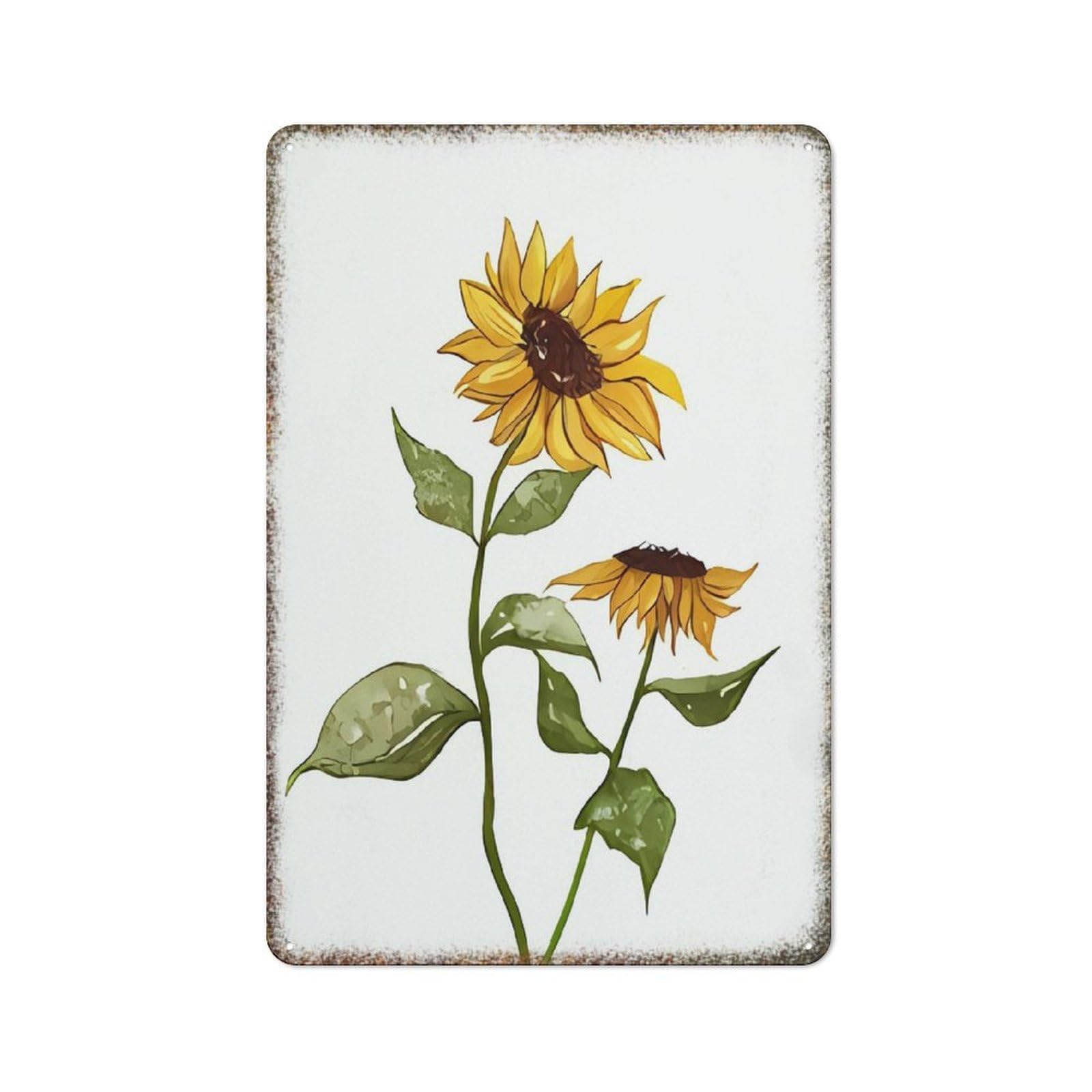 Sunflower Watercolor Embossed Metal Wall Print Ornamental Style Decor Sign for Farmhouse Warehouse Home Guest Room 8x12 Inch