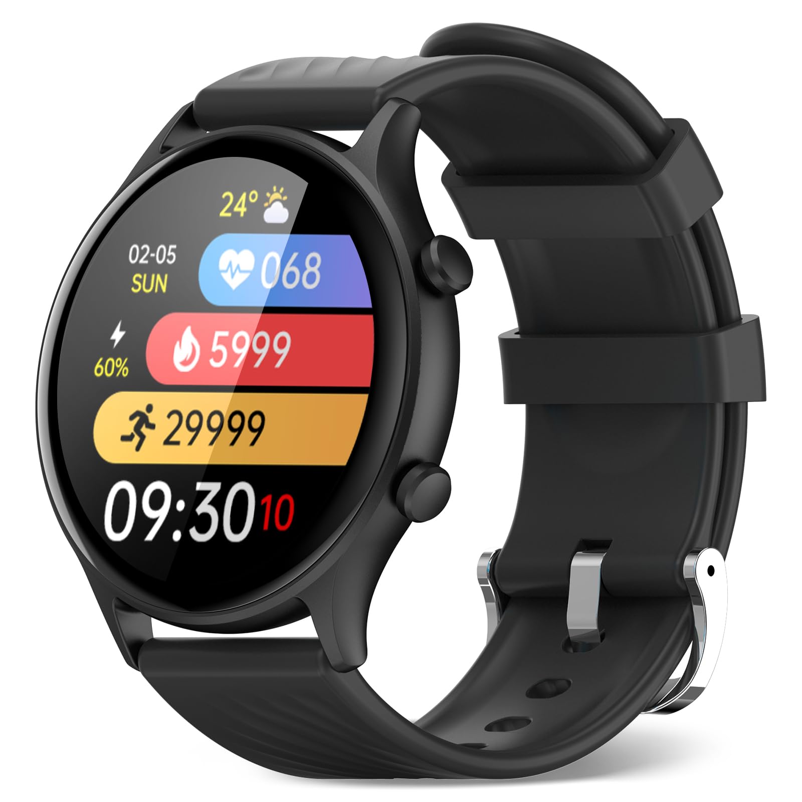 Android Smart Watches for Men, Smart Watch for Women Men, Reloj Inteligente para Hombre, Waterproof Fitness Tracker 150+ Sport Modes Smartwatch Compatible iPhone Android Compatible, 1.4“ Round Black