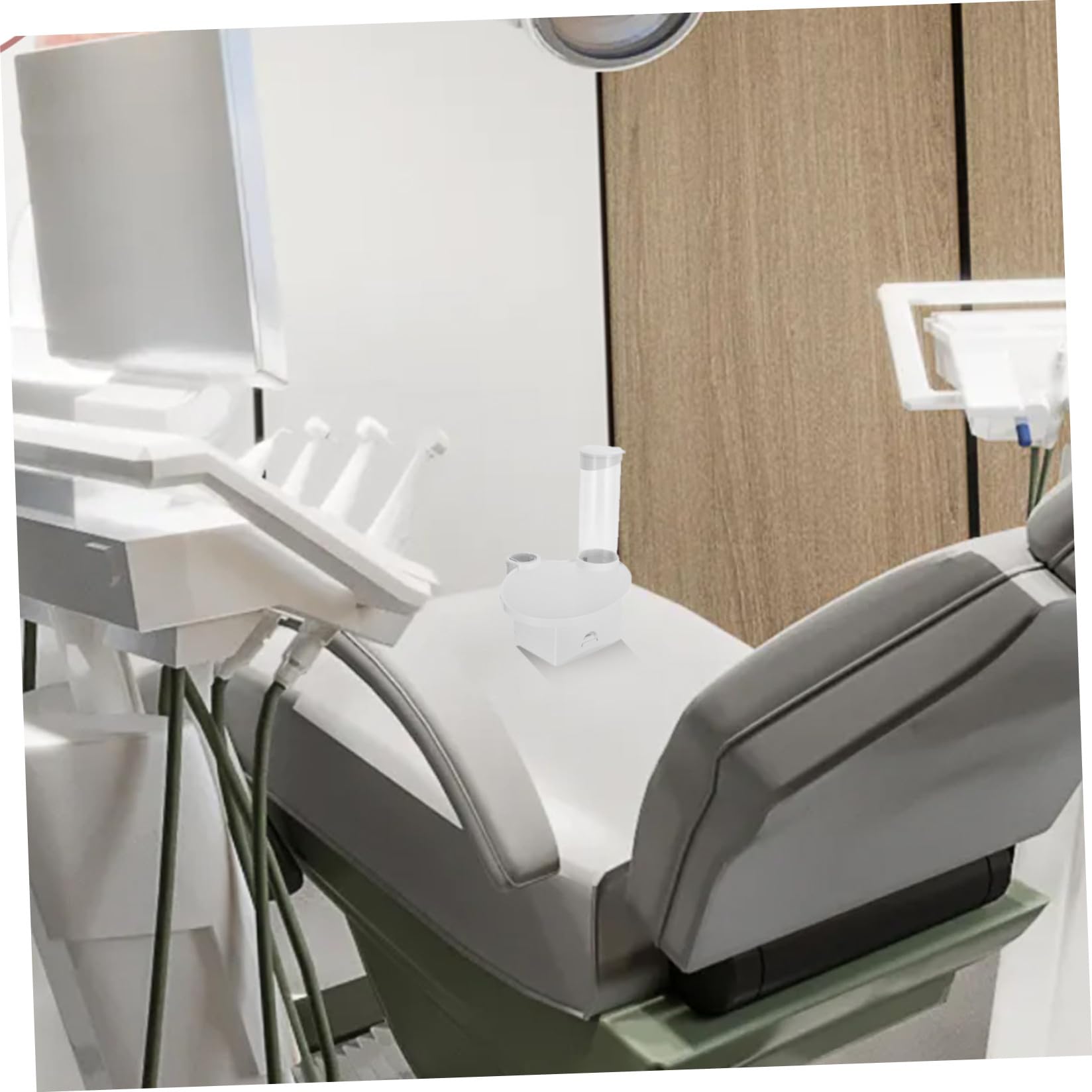 Cabilock Bandeja para Procedimientos Dentales y Organizador de Equipos con Dispensador, Portavasos Diseño Integrado de Plástico Blanco para Clínica