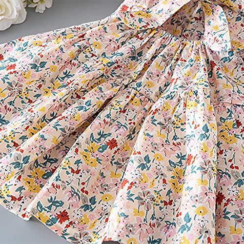 Qvkarw Tutu rosa para meninas verão floral nas costas com laço vazado, manga curta, gola redonda, ca