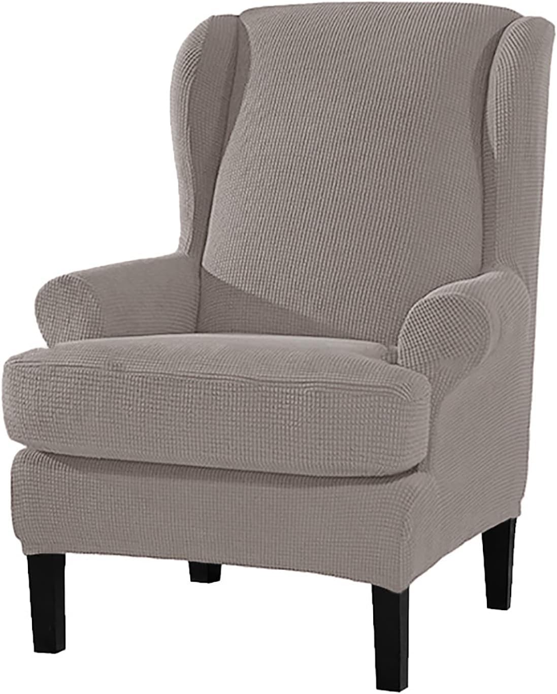 Wingback Chair Cover, 2 Piece Stretch Chair Slipcovers, Stretch Armchair Sofa Covers, Non-Slip Wingback Slipcover with Elastic Bottom, Seat Furniture Protector for Bedroom Hotel(Blue,Check)