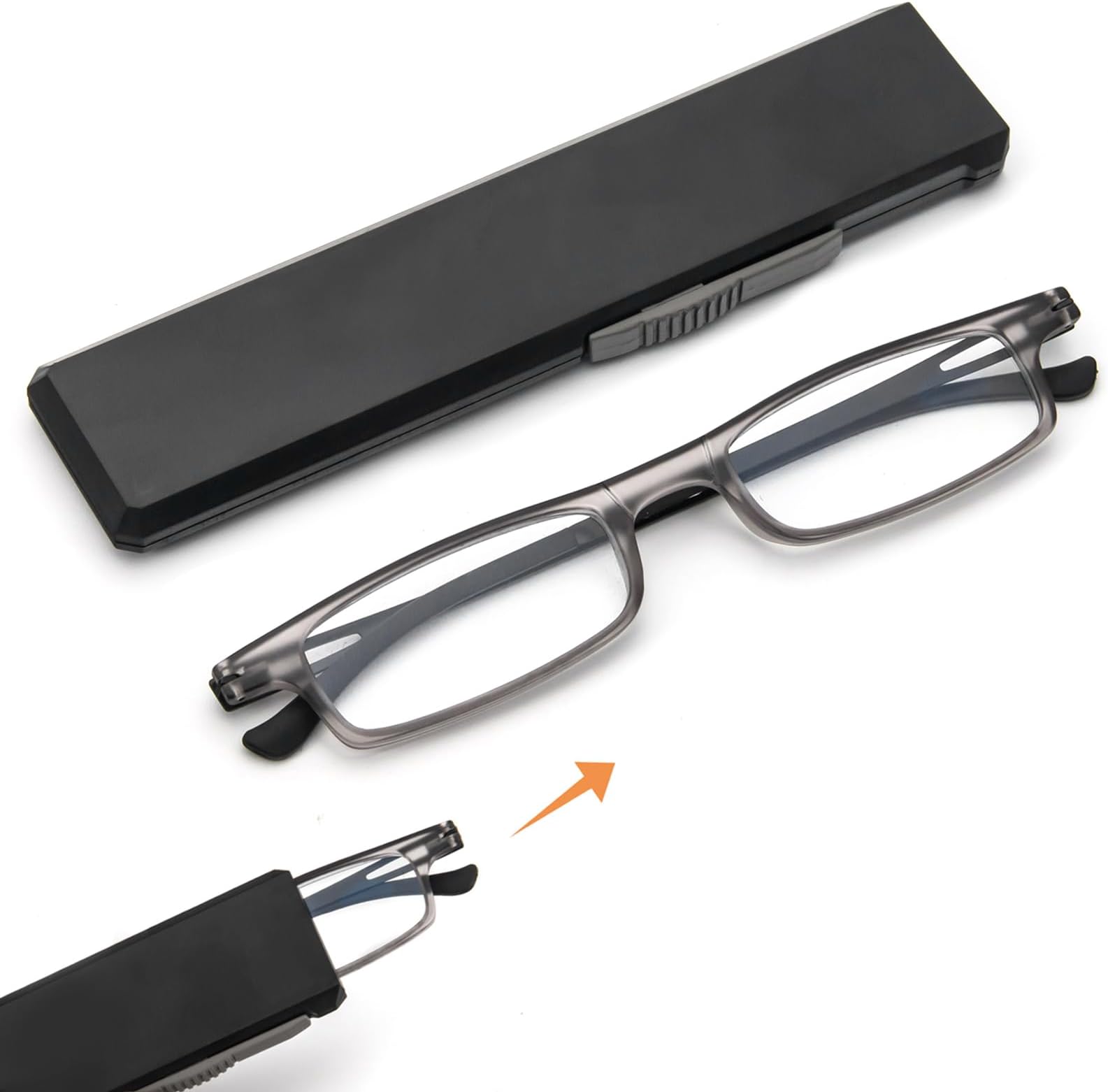 REAVEE Folding Reading Glasses for Men Women Blue Light Blocking Computer Thin Foldable Portable Readers Flat Case