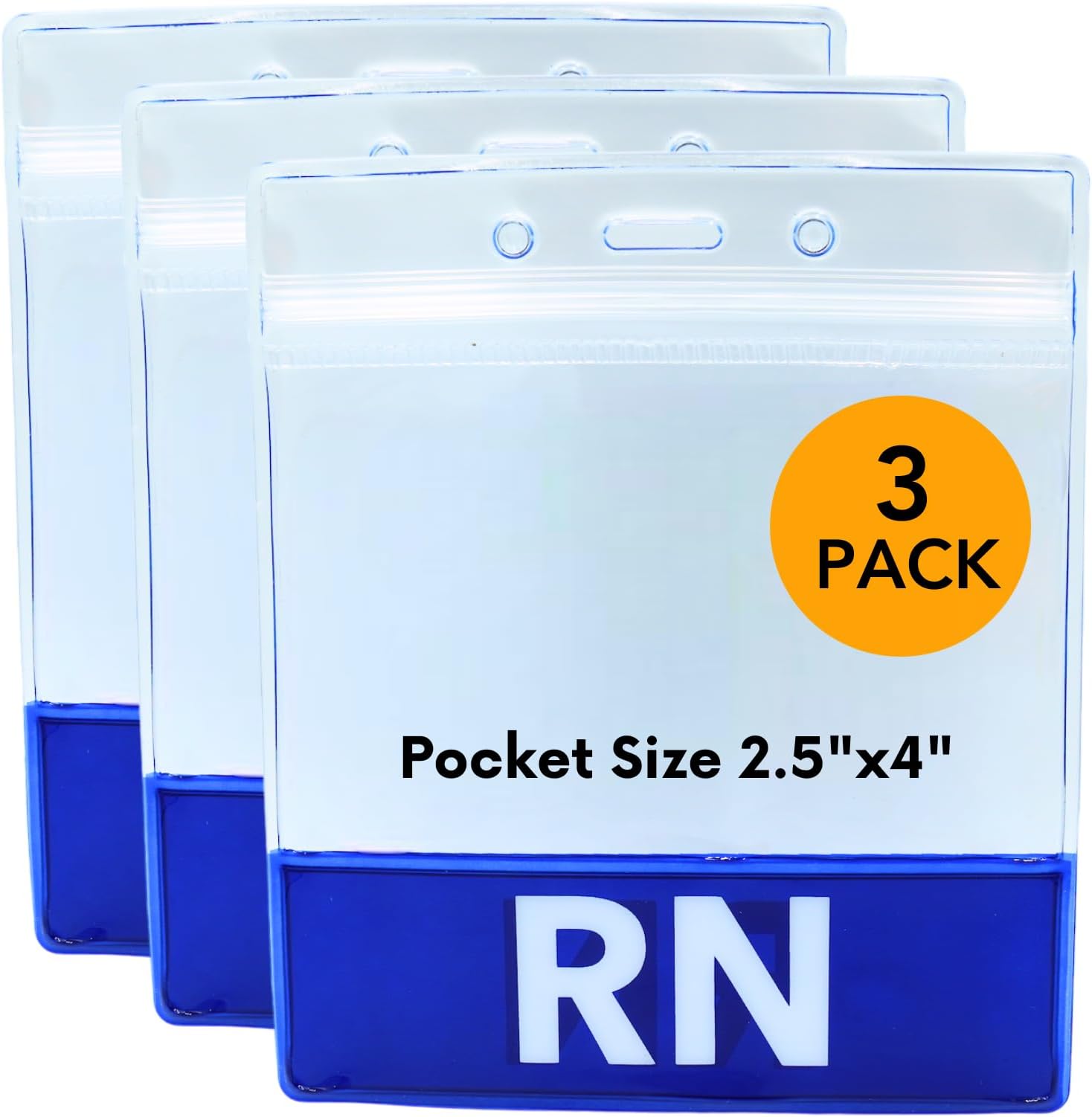 2-in-1 RN Badge Buddy and Nurse Badge Holder (3 Pack), Double-Sided, Heavy-Duty, Horizontal, Badge Accessories, Nurse Accessories for Work (MD, CNA, MA, LPN, XRay, RT, Pharmacist, PT, OT)