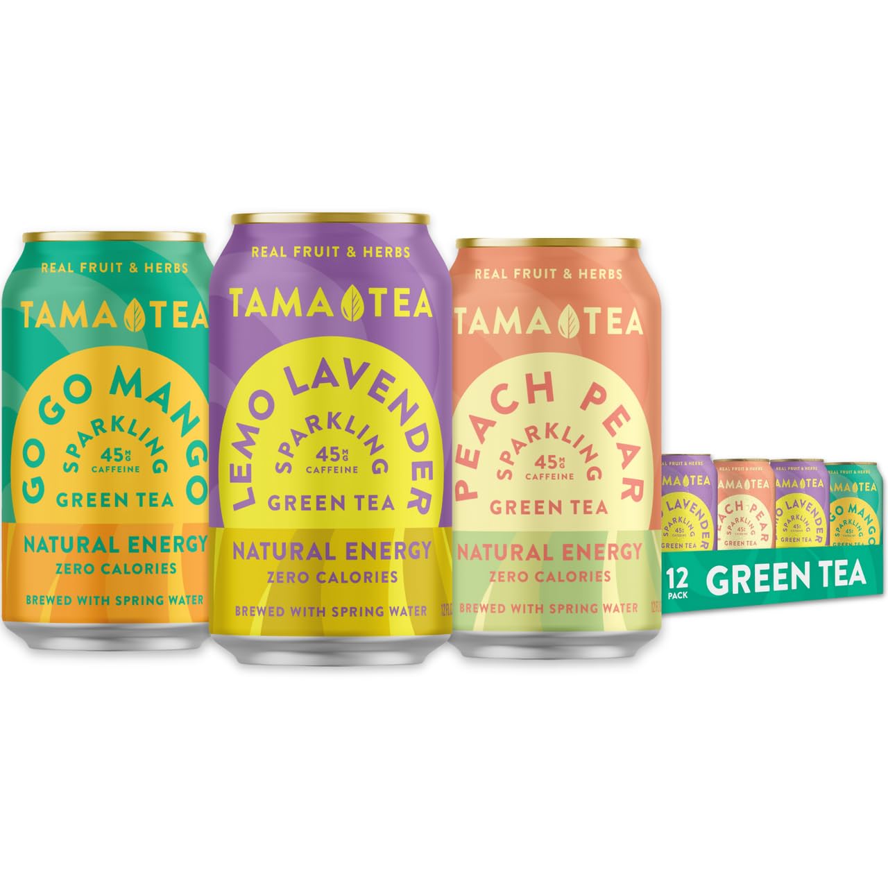 Sponsored Ad - Tama Tea Sugar-Free Sparkling Green Tea Variety Pack – Organic & Naturally Energizing, Zero Calorie, Zero Carb, Non-GMO – Antioxidant-Rich with 45mg Natural Caffeine – 12 oz Cans (12-Pack)