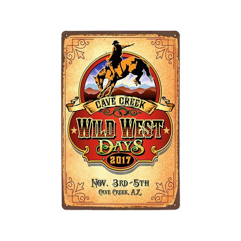ABCDEFG Western Cowboy Retro Targa in metallo