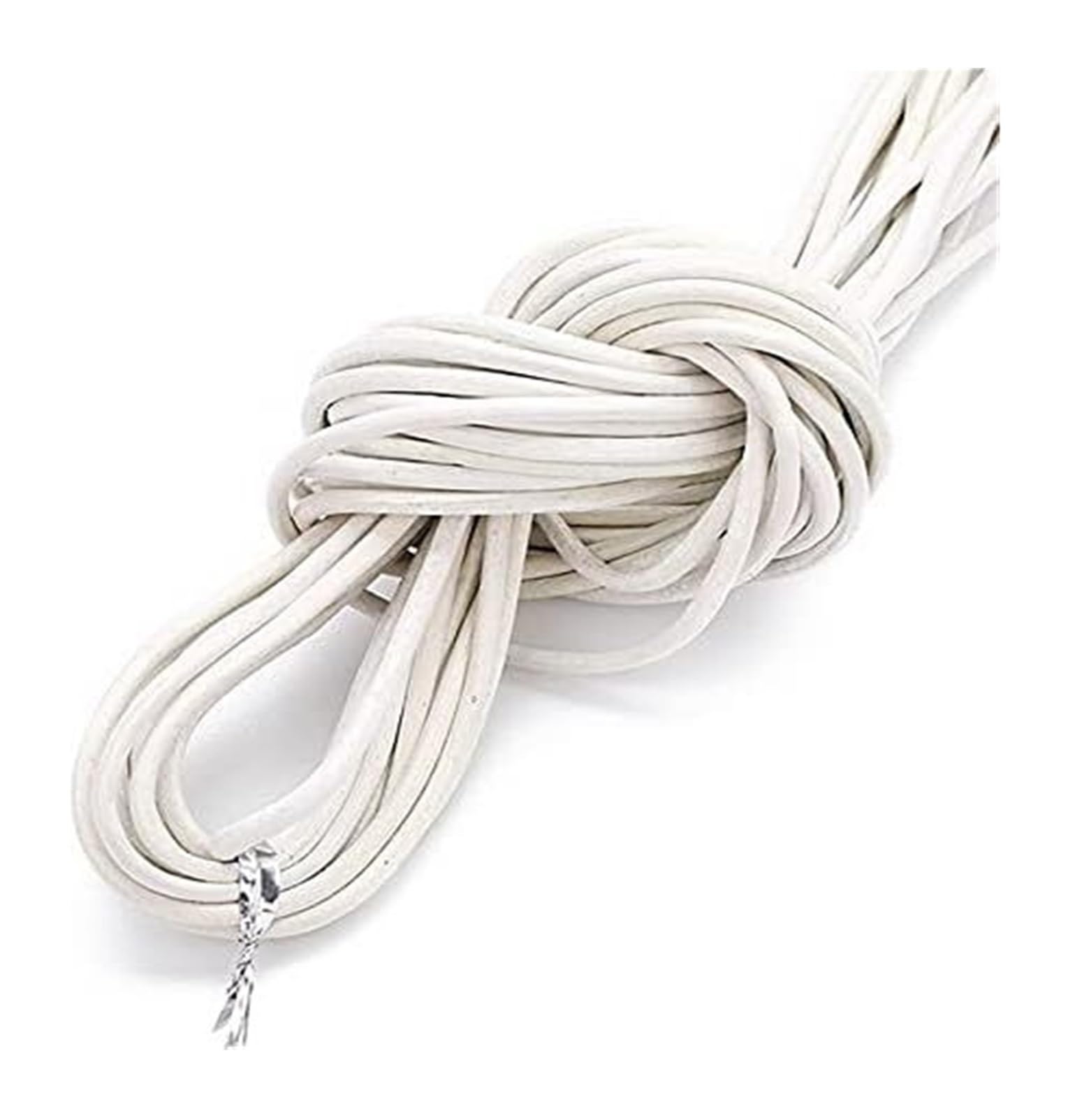Genuine Round Leather String Cord, Cowhide Leather Cord, Multicolor, 1-3mm, 10 Meters(White,1.5mm)