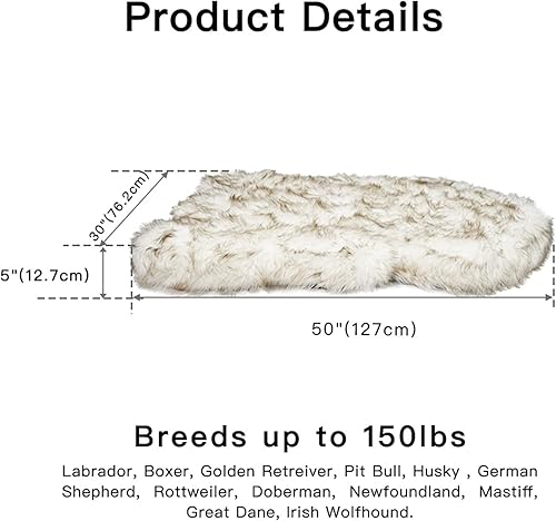 Miniatura 2 de Laifug Cama de lujo para perro de piel sintética, cama para perro de espuma viscoelástica ultra suave de 5 pulgadas de grosor, con funda de piel