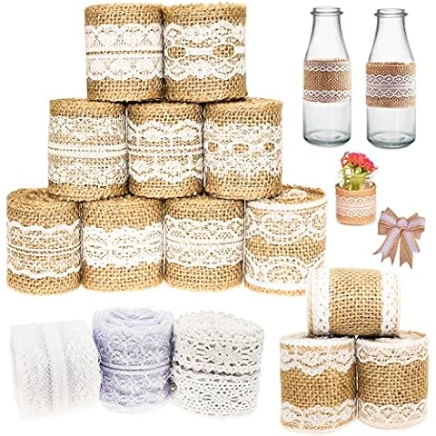 Jute Ribbon with Lace Ribbon Decorative Lace Ribbon Self-Adhesive Cover