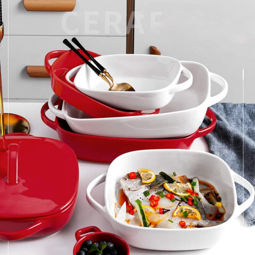 Formy do sernika, forma do lasagne z uchwytami – ceramiczne naczynia do pieczenia w piekarniku, ceramiczna forma do pieczenia, forma do zapiekania lasagne, indywidualne naczynia do pieczenia
