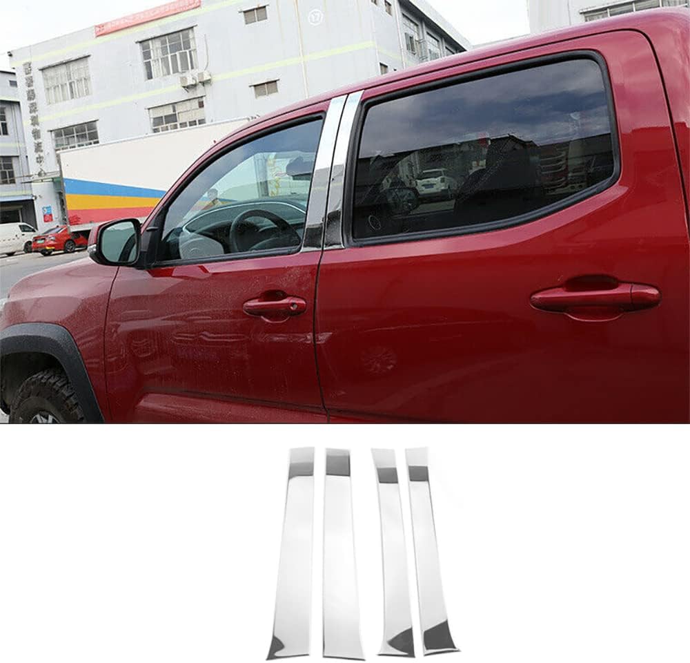 ERIDANUS Auto Accessories for Toyota Tacoma 2023 2022 2021 2020 2019 2018 2017 2016 Window Pillar Posts Molding Cover Trim (Chrome Silver) Stainless Steel 4 PCS