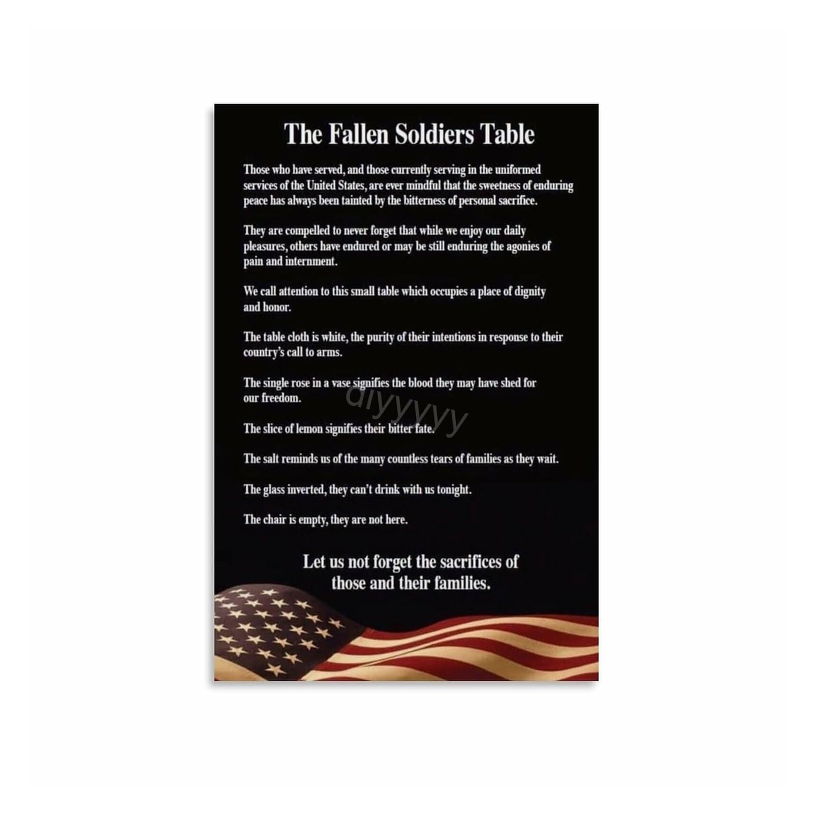 HGETJOHXEM In Memory Of Poster, Honoring the Courage and Sacrifice of Our Veterans, Wall Decor for Home and Office(Framed,16x24inch(40x60cm))