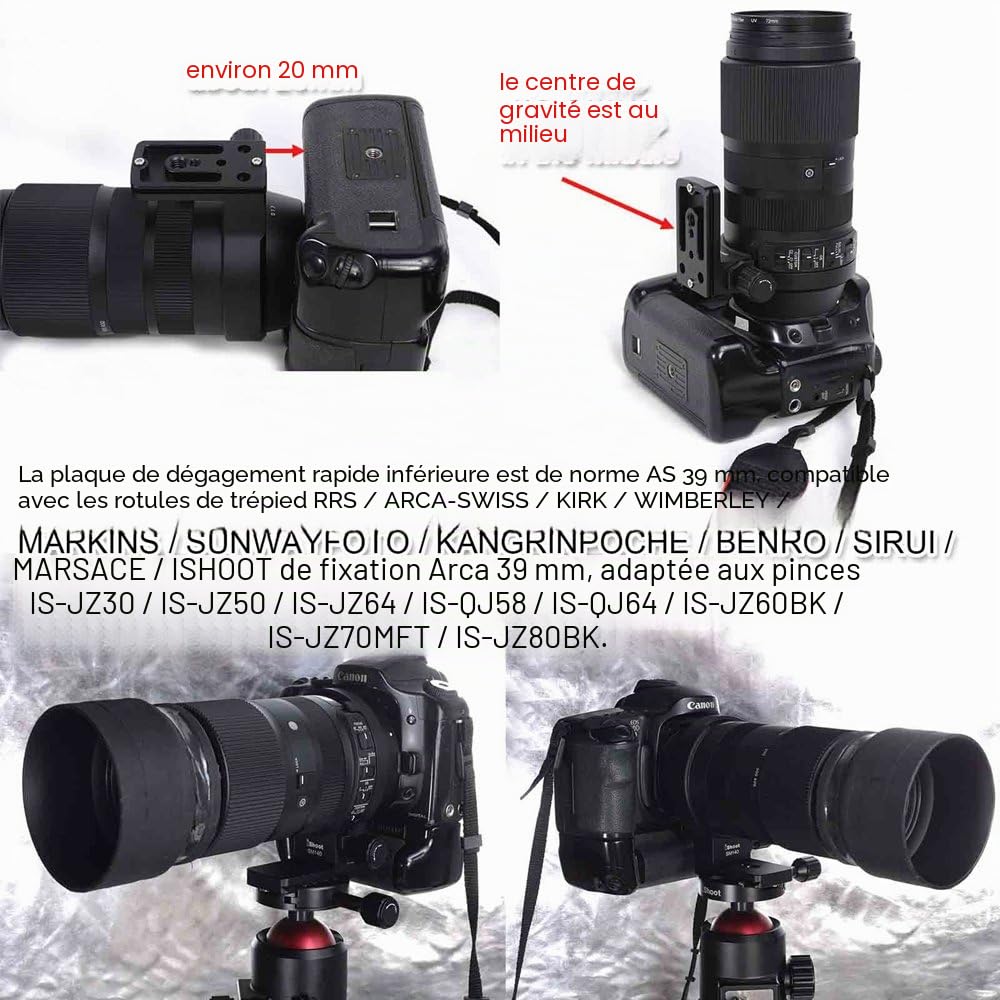 iShoot Anneau de Montage pour Trépied Bague Collier d'Objectif Compatible avec Sigma 100-400mm f5-6.3 DG OS HSM Contemporary EF/F Mount, Support Lentille plaque de dégagement rapide Arca-Swiss Fit