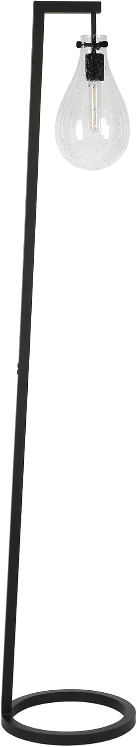 Weston 66" Tall Floor Lamp with Glass Shade in Blackened Bronze/Seeded
