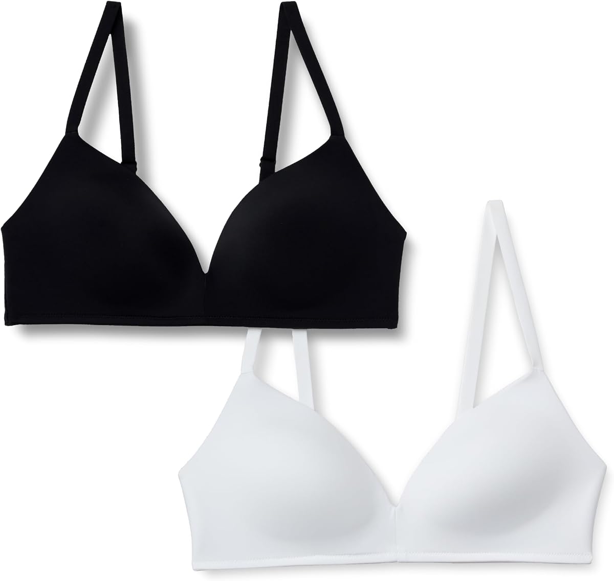 Women's Padded Wireless Plunge Bralette, Ultra-Smooth 4-Way Stretch Microfiber, Pack of 2