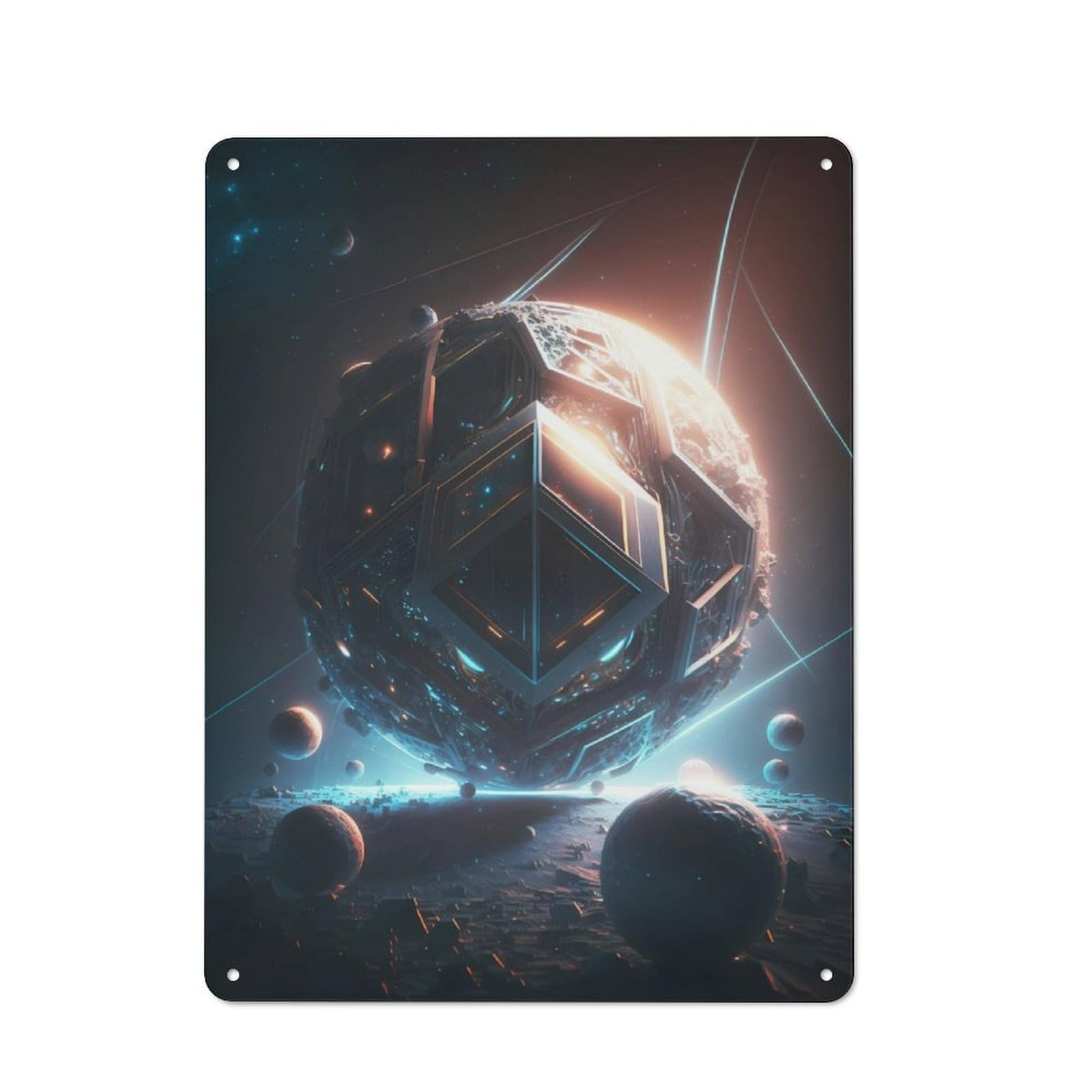Junmoney Mechanic Alien Planet Vintage Tin Sign 40X30cm Featuring For Bar Or Restaurant, A Decorative Christmas Gift For Bar Decor Enthusiasts