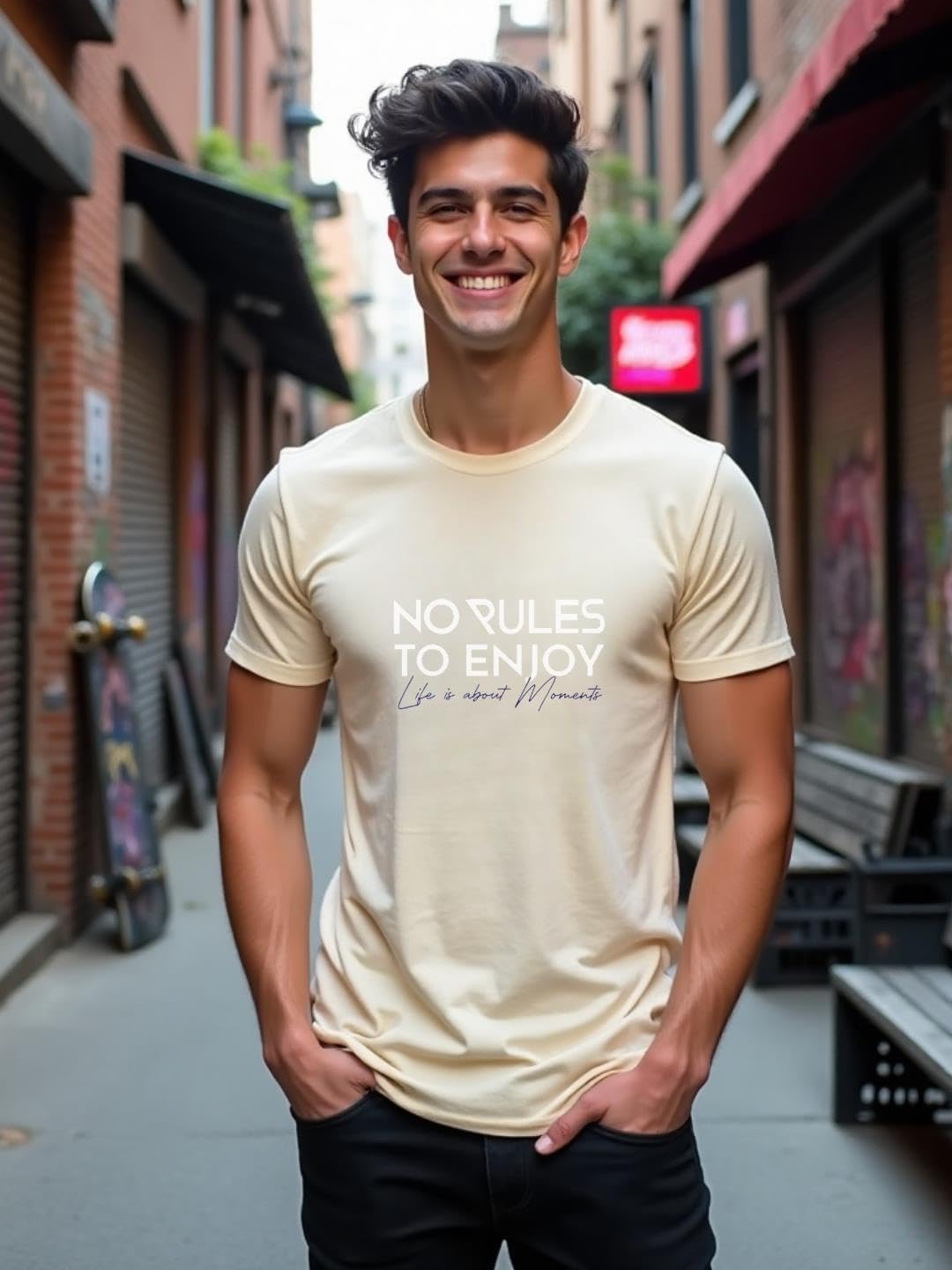 NOBERO Camiseta de corte regular con estampado gráfico para hombre