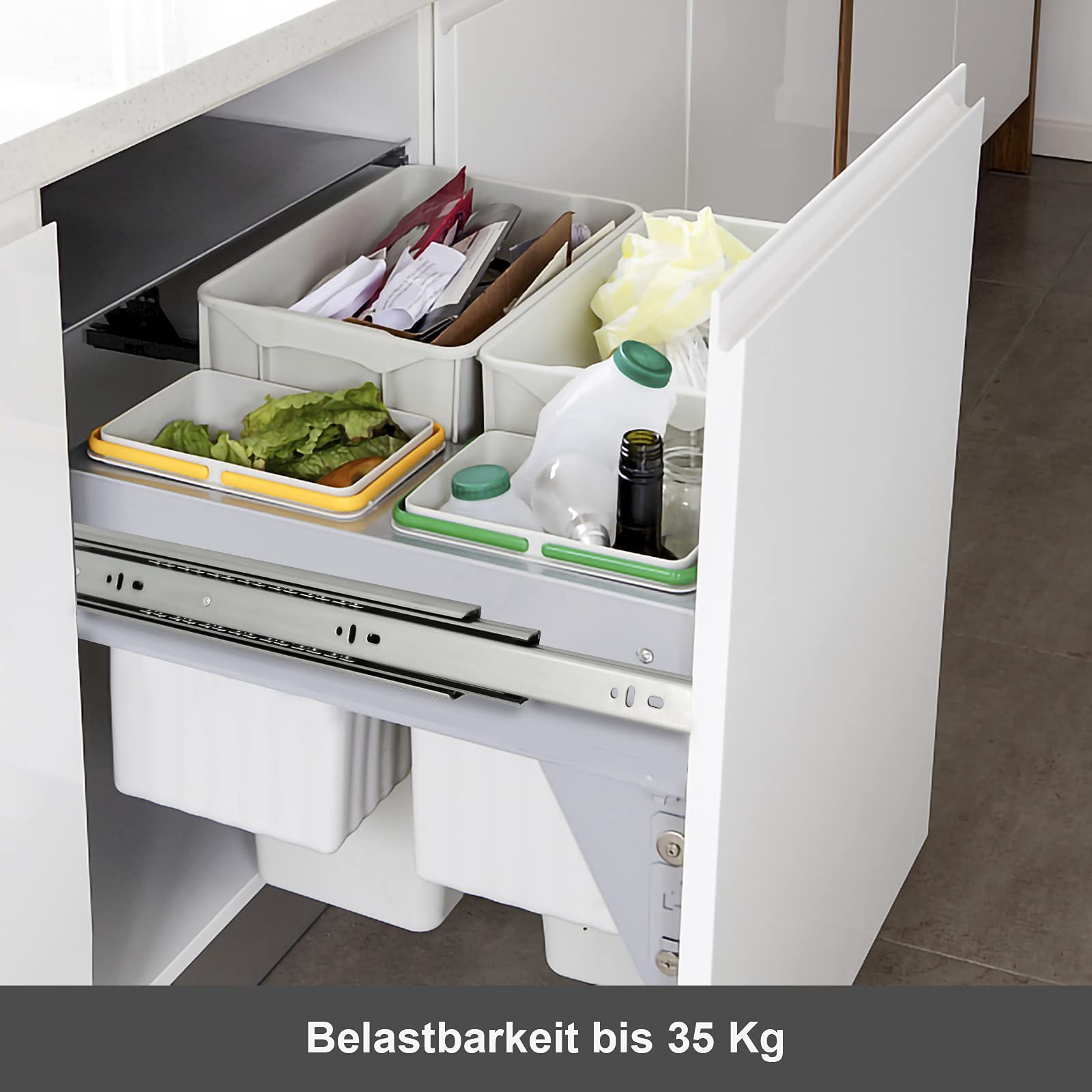 4 Paar (8 stuk) Volledig uitschuifbaar Ladegeleider KV1 45 H45 L500 NF Lengte 500 mm Draagkracht 45 kg gegalvaniseerd van SOTECH