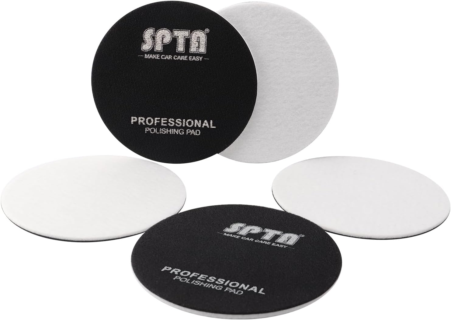Glass Polishing Pad, SPTA 5 Pcs 5''(125mm) Car Glass Polishing Discs Microfiber Polishing Buffing Pad, Scratch Removal Kit for Correct Damaged Window Cleaning, Removing Stubborn Waterspots