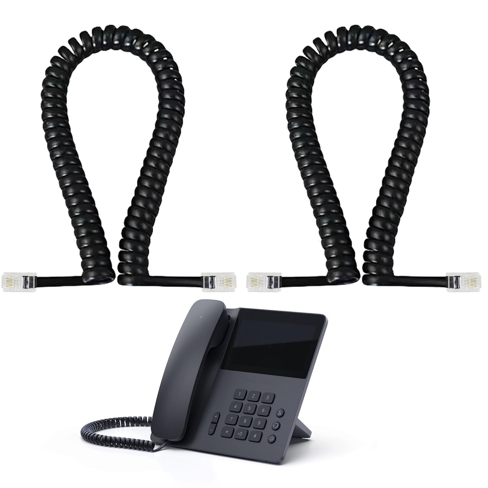Cable Telephonique, 2 Pièces Cable Telephone Fixe 2,8 Mèter, Câble pour Combiné de Téléphone Fixe, Cable Telephone Fixe Rj9 Pour Téléphone Fixe du Bureau à Domicile, Noir