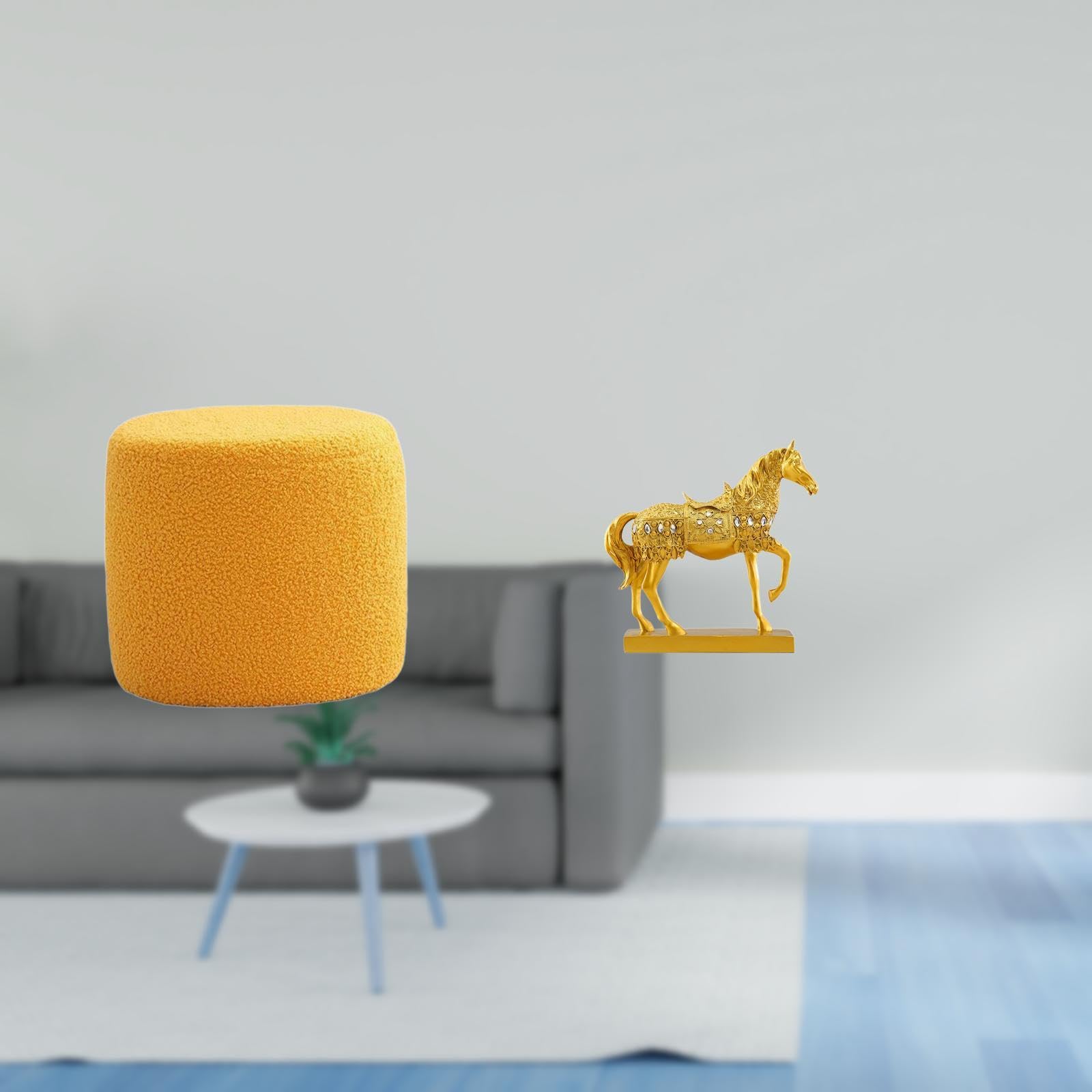 Round Ottoman Foot Rest Stool Bench Seat Chair Small Cylinder Sofa Tea Stool For Office Bedroom Nursery Apartment Horse Figurine Decoration Statues Animal Sculpture Engraved Resin Figurines-image-18
