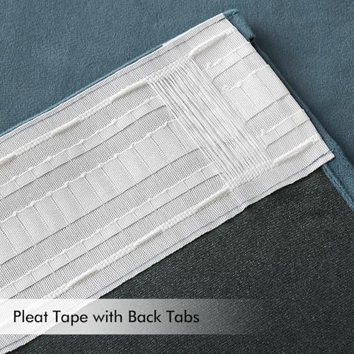 Image of MIULEE Stone Blue Velvet Pinch Pleat Blackout Curtains W52 X L96 Inches | 2 Panels,Luxury,Thermal Insulated,Super Soft,Light Blue Tone,Back Tab & Rod Pocket,for Bedroom Living Room
