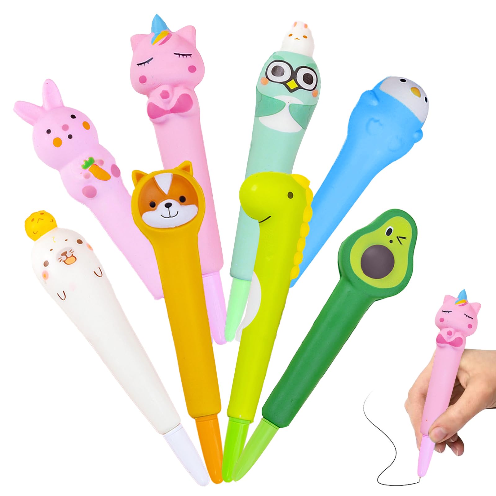 3 Penne Gel Antistress Squeezies, Cancelleria Morbida Per Scrivere E Rilassarsi, Punta 0.5mm