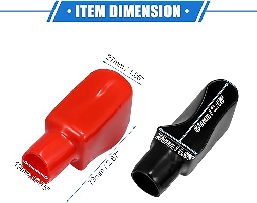 Miniatura 6 de 1 par de cubiertas de aislamiento de terminales de batería, 0.748 in, 0.75 pulgadas, batería de automóvil, positivo, negativo, tapa de poste